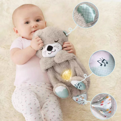 Breathing Otter Baby Sleep and Playmate Otter Musical Stuffed Plush Toy with Light Sound Newborn Sensory Comfortable Baby Gifts