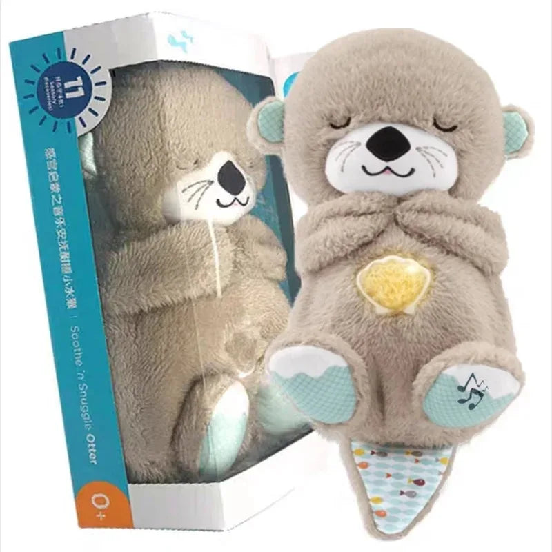 Breathing Otter Baby Sleep and Playmate Otter Musical Stuffed Plush Toy with Light Sound Newborn Sensory Comfortable Baby Gifts