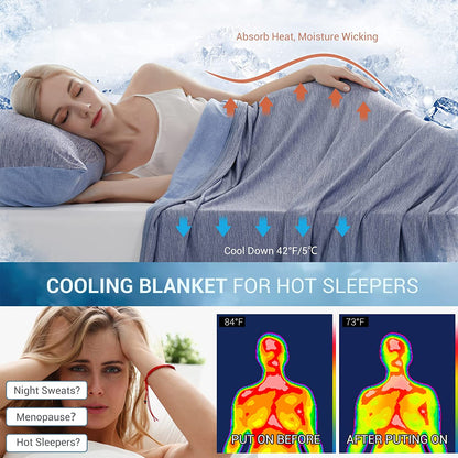 Cooling Blanket for Hot Sleepers King Size, Q-Max>0.5 Arc-Chill Cooling Blanket with Double-Sided Design, Japanese Cooling Fiber Absorbs Body Heat, Soft Cold Blanket for Sleeping Summer